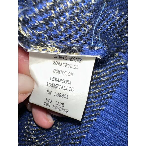 BOHO BLUE ANIMAL PRINT LEOPARD FRINGED CARDIGAN SWEATER S/M - Picture 9 of 10